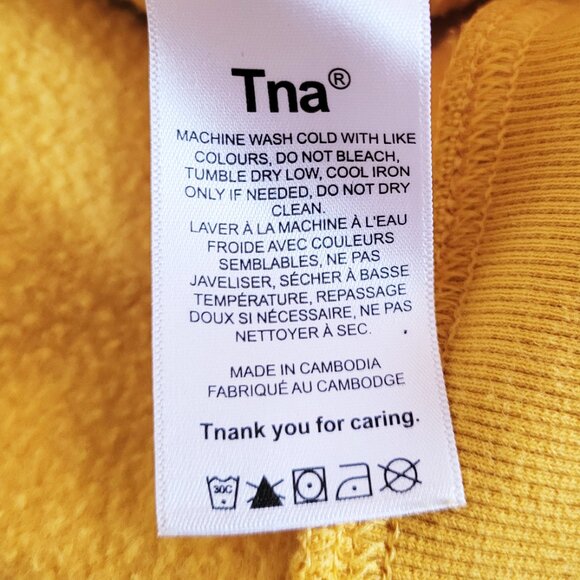 Aritzia TNA CozyAF Fleece Golden Yellow Cropped Hoodie Sweater - Size M - Picture 4 of 9